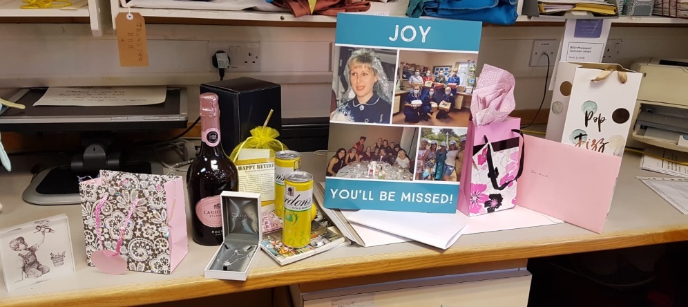 Joy was showered with gifts from her colleagues