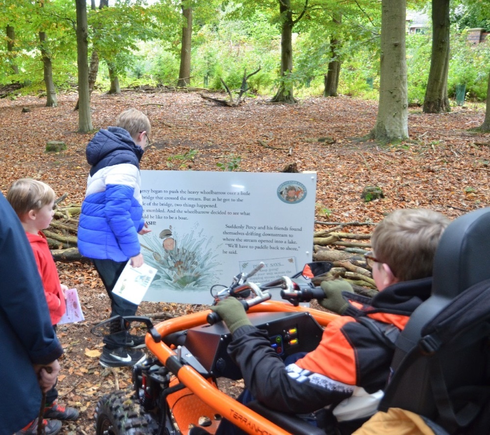 Children follow the Percy trail in the parkland