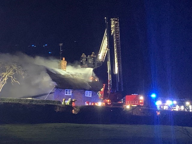 Thatched roof cottage fire in Pickmere Lane, Tabley