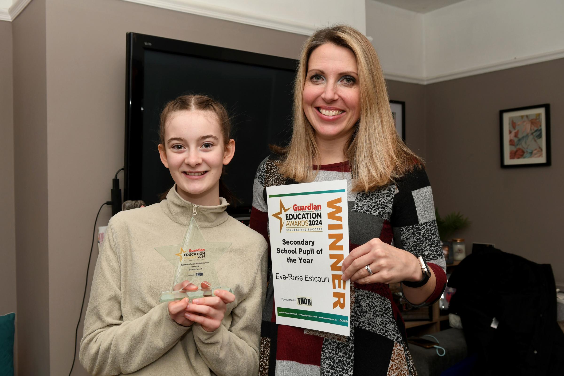 Eva-Rose Estcourt was presented with the Secondary School Pupil of the Year Award 2024